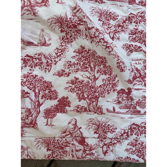 French country Toile quilted pillow shams red white reversible standard set 2 - Picture 11 of 16